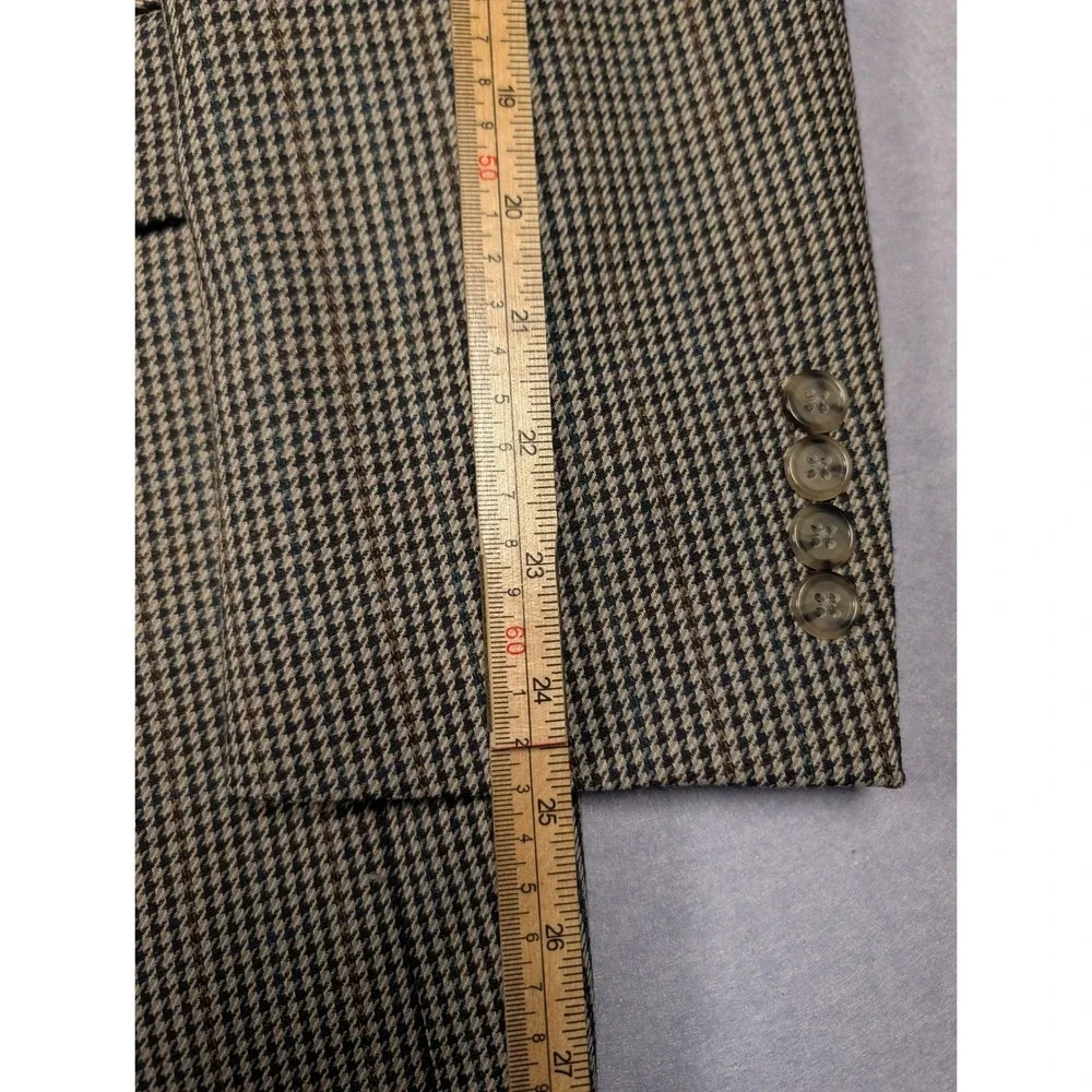 Austin Reed Sport Coat Mens 42R Brown Houndstooth Worsted Wool Blazer Excellent